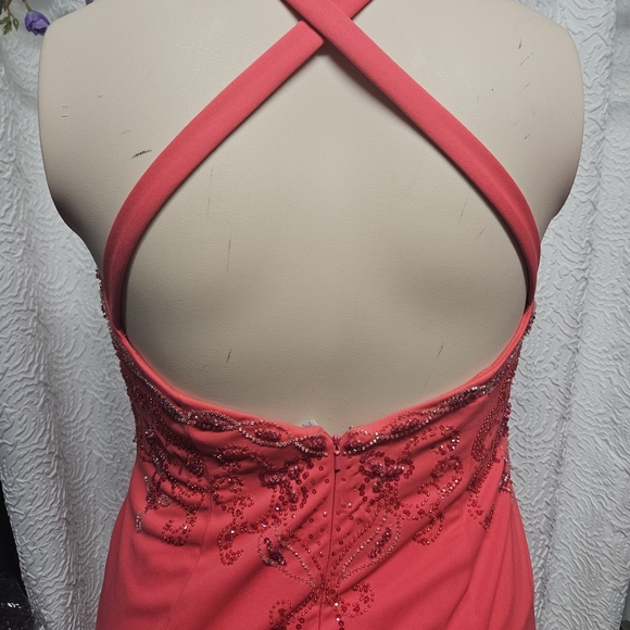 Elegant Coral Halter Dress - Picture 8 of 10